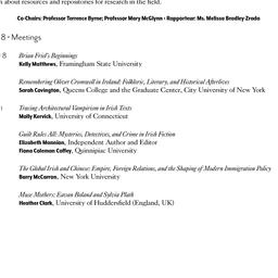 Schedule, Irish Studies, se...