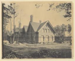 [William C. Whitney House, construction view with pencil drawing]