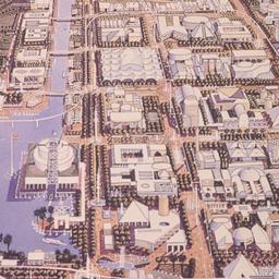 Aerial perspective of Expo 92.