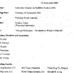 Schedules, Buddhist Studies...