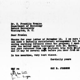 Letter from Guy B. Johnson ...