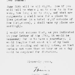 Letter from Louis Wirth to ...