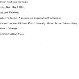 Minutes, 2001-05-07. Psycho...