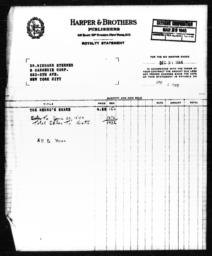 Royalty statement from Harper & Brothers to Richard Sterner for THE NEGRO'S SHARE, December 31, 1944