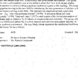 Schedules, Jazz Studies, se...