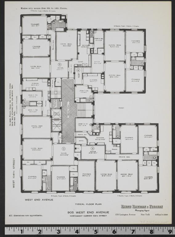 905 West End Avenue, Typical Floor Plan The New York