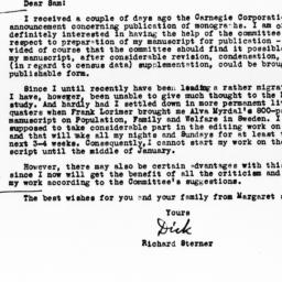 Letter from Richard Sterner...