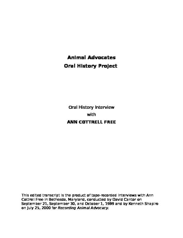 Oral history interview with Ann Cottrell Free 2000
