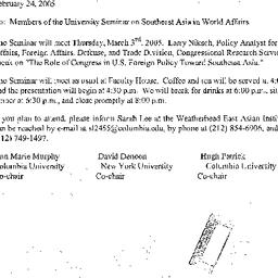 Announcements, 2005-03-03. ...