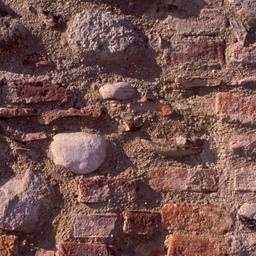Brick and stone wall, detail.