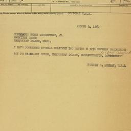 Telegram: 1950 August 4