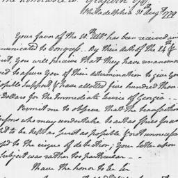 [Document, 1779 August 31]
