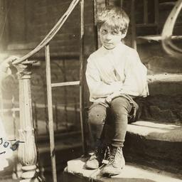 Boy on Stoop with Shoe Untied