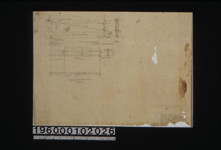 Trussed beam details -- part side view (shows east end) with plan (east); cross section; section showing trussed beam over bedroom 1 : [Sheet no. 2].