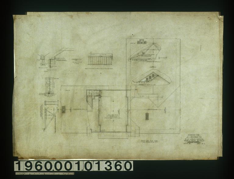 Attic and roof plan; detail drawings of billiard room and roof : Sheet no. 4.