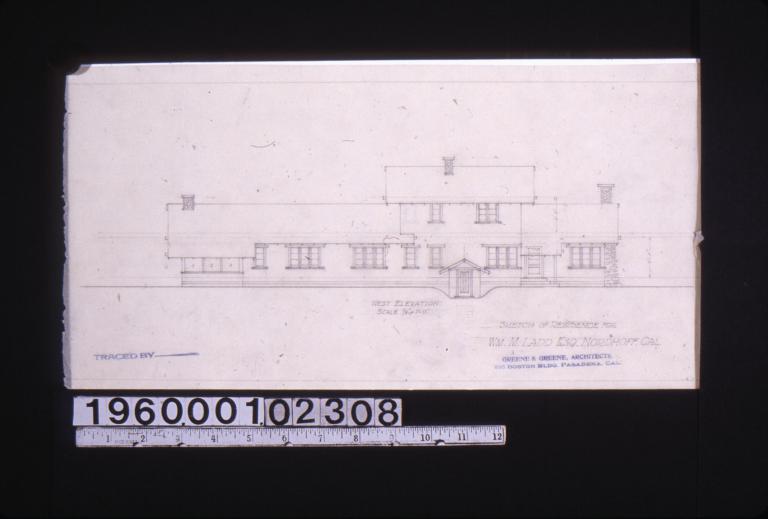 Sketch of residence -- west elevation.