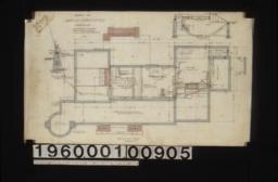 Foundation plan\, section F-G through stairs\, section A-B through pier\, sections through chimney footing and girders : No. 1\,