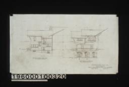 Northwest elevation of service wing\, south elevation of living rm. wing : Sheet no. 9.