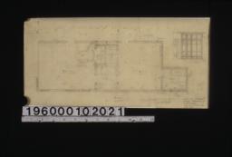 Plan of bedroom wing\, elevation of linen closet in rear hall.