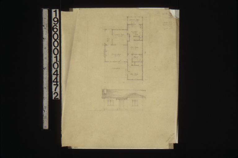 Elevation and plan of unidentified cottage\,