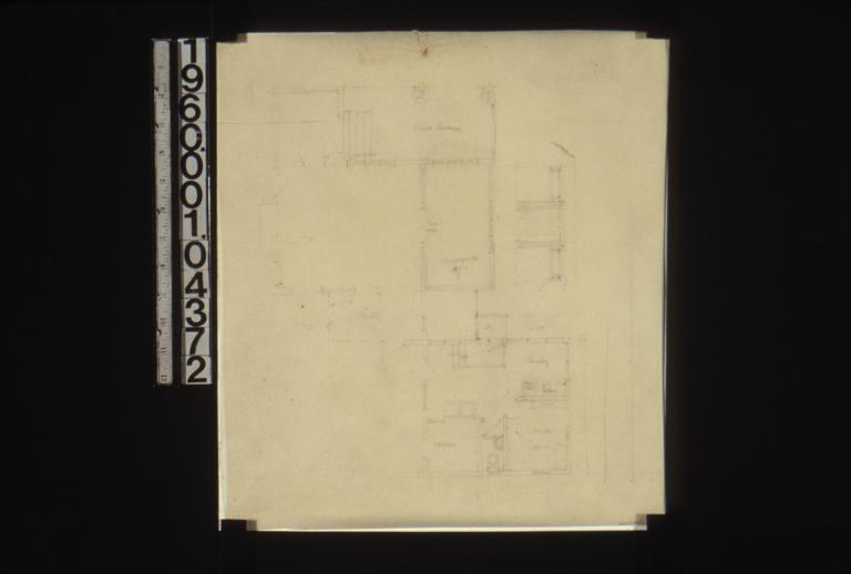 Partial first floor plan\, elevation of wall in breakfast rm.