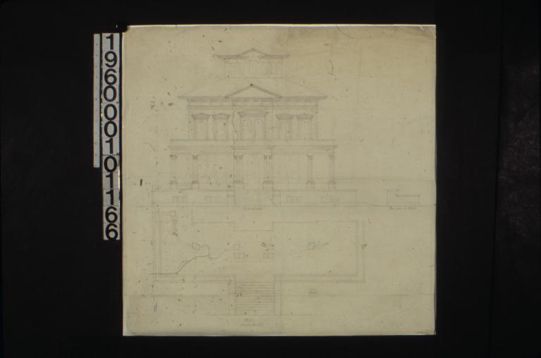 Front elevation\, plan of front\, side view of steps.