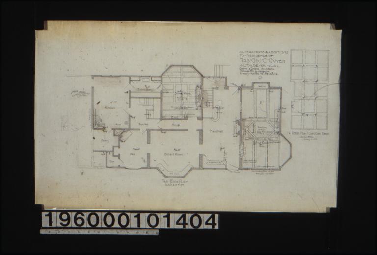 First floor plan\, revised framing plan of living room beams (correct plan) : 1.