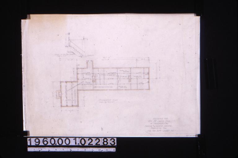 Foundation plan; detail of cellar stairs : Sheet no. 1.