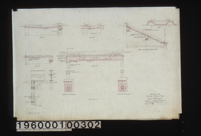 Detail drawings of slabs\, beams and columns\, detail of main entrance steps : Sheet no. 1C.
