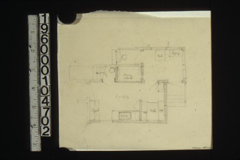Sketch of plan of kitchen