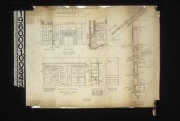 Details -- nook details - elevation of north side and east side\, section through hearth showing south side; dining room details - elevation of north end of dining room\, section F-F\, elevation of arch in hall; typical section through wall showing details of window and door framing : No. 7.