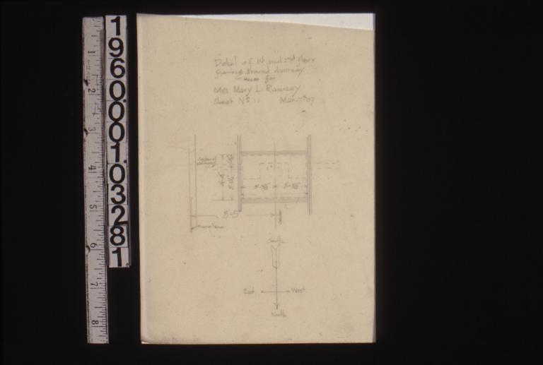 Detail of 1st and 2nd floor framing around chimney : Sheet no. 11\,
