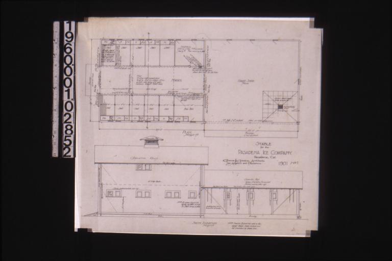 Stable -- plan\, south elevation : No. 1\,