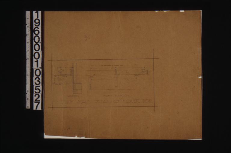 1 inch scale detail of flower box : section\, front elevation.