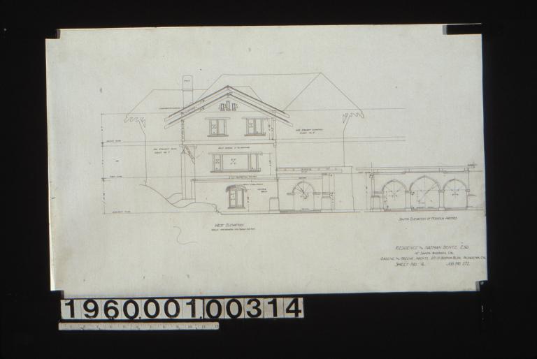 West elevation\, south elevation of pergola arches : Sheet no. 6. (2)