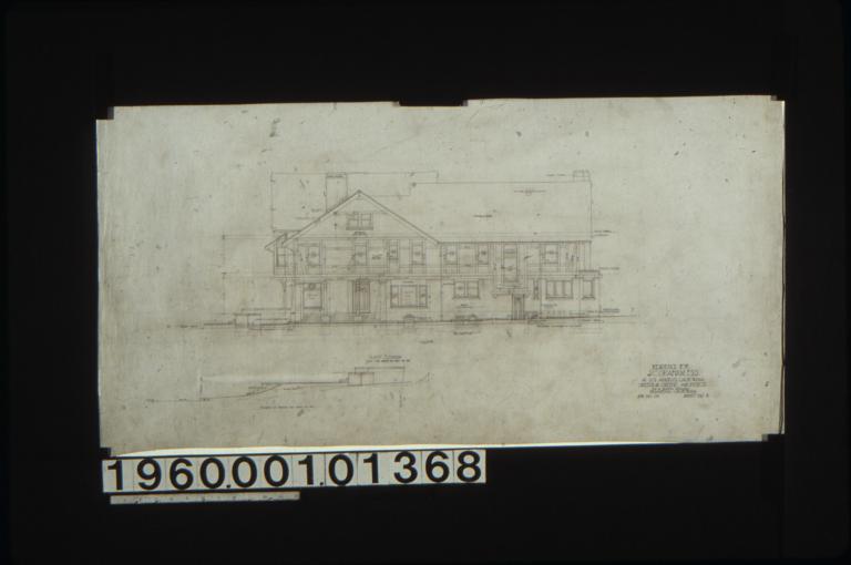 North elevation\, elevation of terrace and steps at "A" : Sheet no. 8. (2)