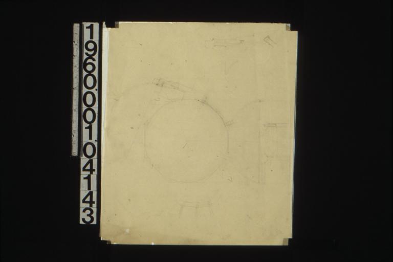 Plan and sections of dome\, detail sketches