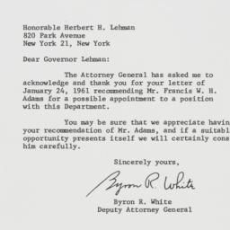 Letter: 1961 February 6