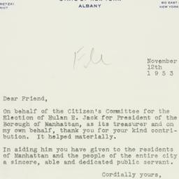 Letter: 1953 November 12