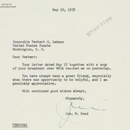 Letter: 1955 May 19