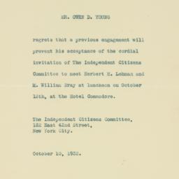 Letter: 1932 October 10