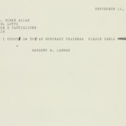 Telegram: 1950 September 11