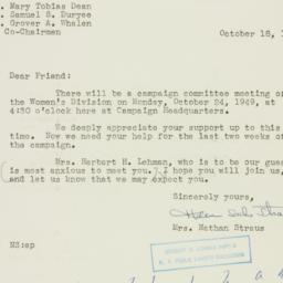 Letter: 1949 October 18
