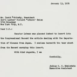 Letter: 1956 January 13