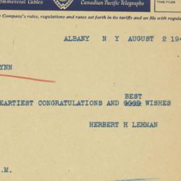 Telegram: 1940 August 2