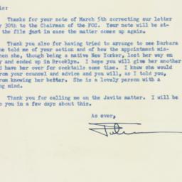 Letter: 1956 March 7