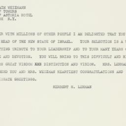 Telegram: 1948 May 17
