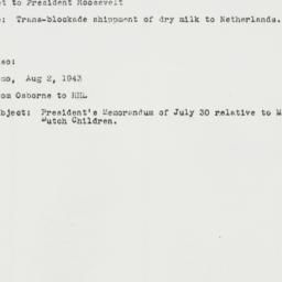 Memorandum: 1943 August 6