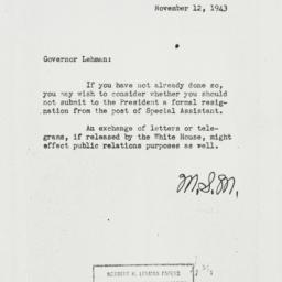 Memorandum: 1943 November 12