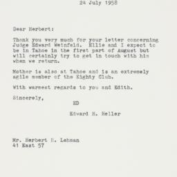 Letter: 1958 July 24